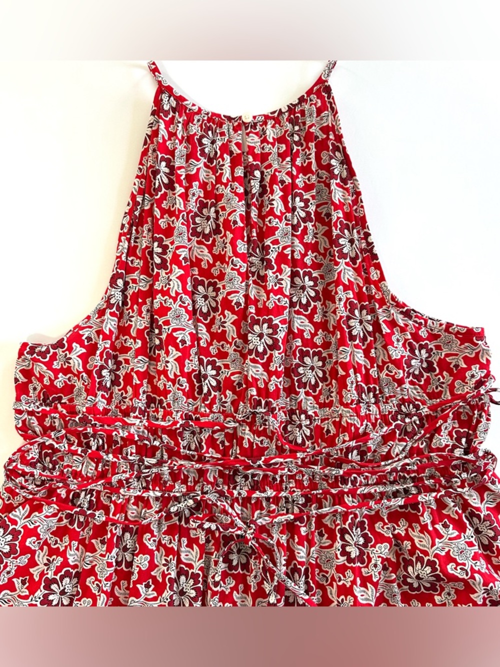 J.Crew Tie Waist Halter Dress in Vintage Red Floral | XXL | NWOT - Picture 9 of 13